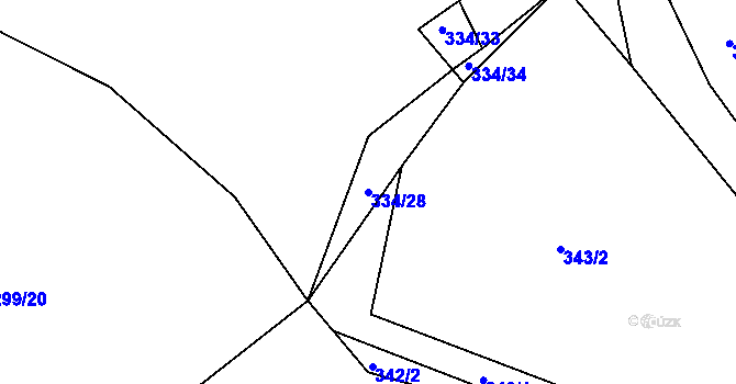 Parcela st. 334/28 v KÚ Hrbov u Lhenic, Katastrální mapa