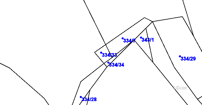 Parcela st. 334/33 v KÚ Hrbov u Lhenic, Katastrální mapa
