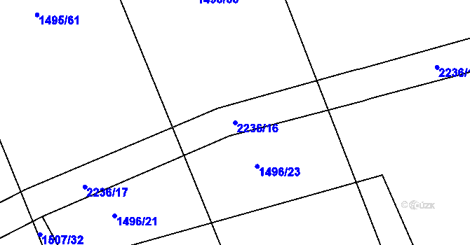 Parcela st. 2236/16 v KÚ Hrbov u Lhenic, Katastrální mapa
