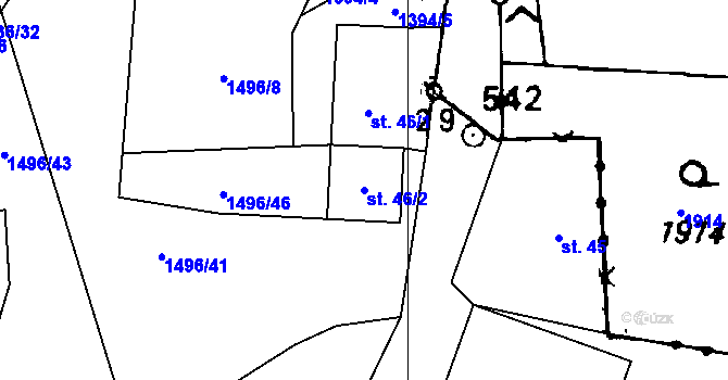 Parcela st. 46/2 v KÚ Hrbov u Lhenic, Katastrální mapa