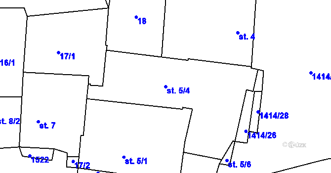 Parcela st. 5/4 v KÚ Lhenice, Katastrální mapa