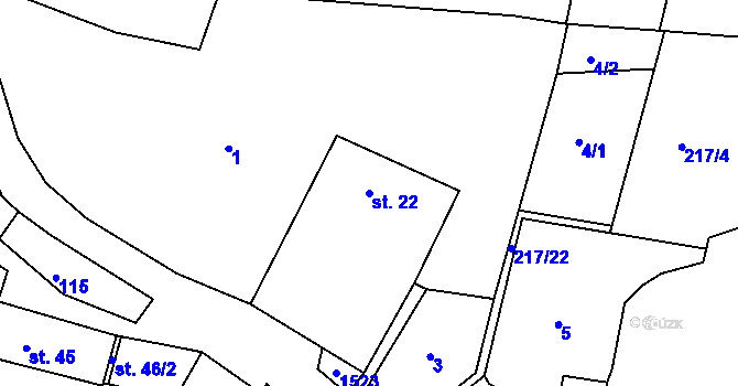Parcela st. 22 v KÚ Lhenice, Katastrální mapa