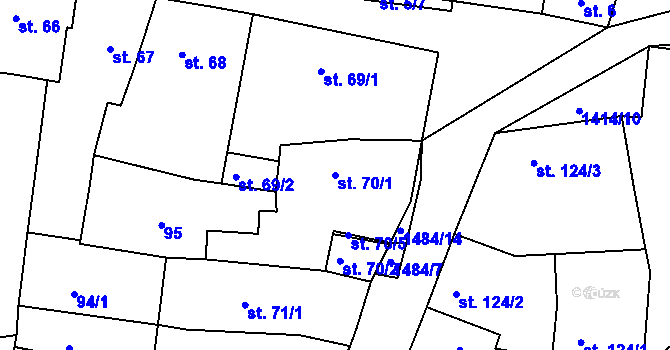 Parcela st. 70/1 v KÚ Lhenice, Katastrální mapa