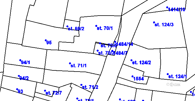 Parcela st. 70/2 v KÚ Lhenice, Katastrální mapa