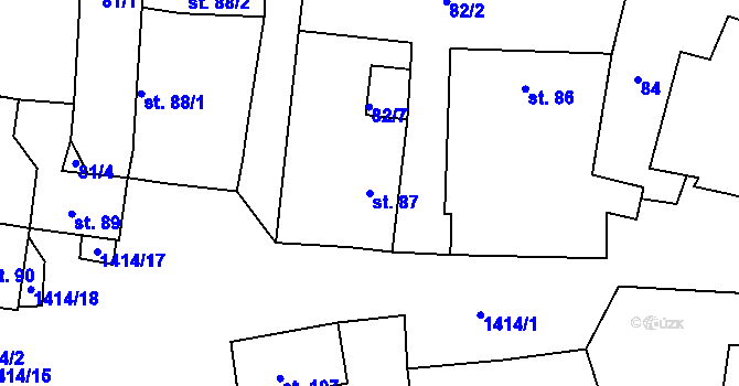 Parcela st. 87 v KÚ Lhenice, Katastrální mapa