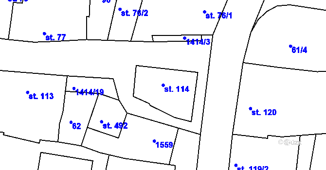Parcela st. 114 v KÚ Lhenice, Katastrální mapa