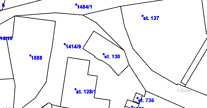 Parcela st. 130 v KÚ Lhenice, Katastrální mapa