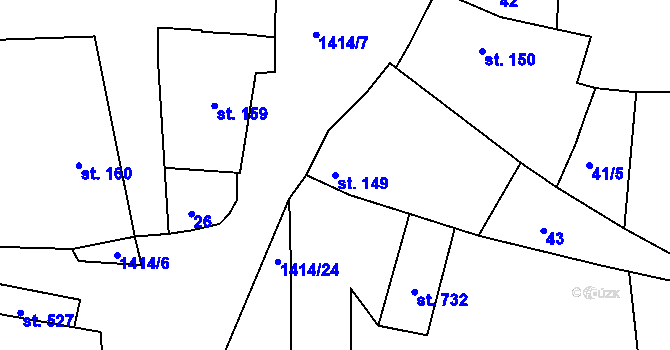Parcela st. 149 v KÚ Lhenice, Katastrální mapa