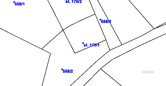 Parcela st. 175/1 v KÚ Lhenice, Katastrální mapa