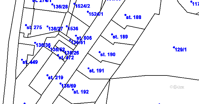 Parcela st. 190 v KÚ Lhenice, Katastrální mapa