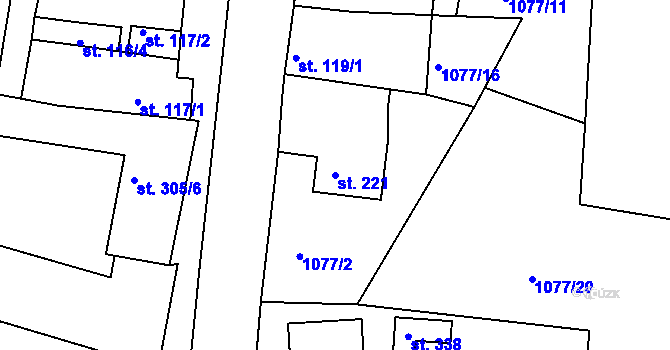 Parcela st. 221 v KÚ Lhenice, Katastrální mapa