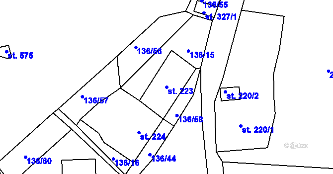 Parcela st. 223 v KÚ Lhenice, Katastrální mapa