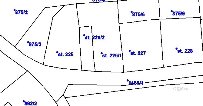 Parcela st. 226/1 v KÚ Lhenice, Katastrální mapa