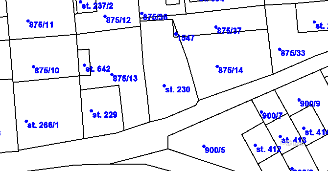 Parcela st. 230 v KÚ Lhenice, Katastrální mapa