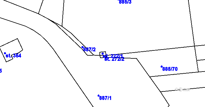 Parcela st. 272/1 v KÚ Lhenice, Katastrální mapa