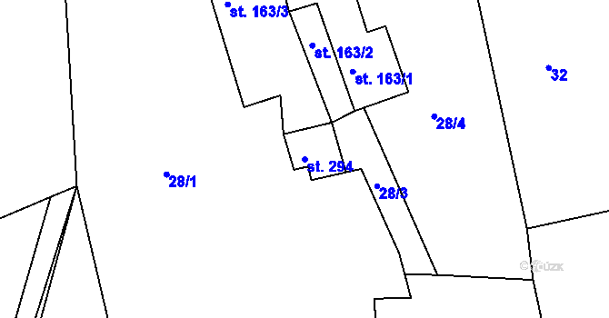 Parcela st. 294 v KÚ Lhenice, Katastrální mapa