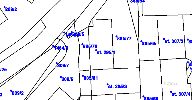 Parcela st. 295/1 v KÚ Lhenice, Katastrální mapa