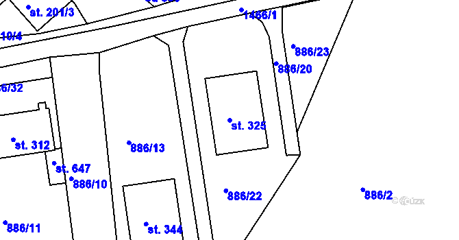 Parcela st. 325 v KÚ Lhenice, Katastrální mapa