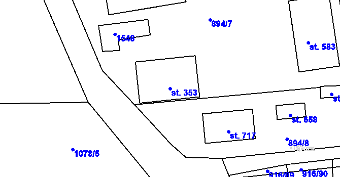 Parcela st. 353 v KÚ Lhenice, Katastrální mapa