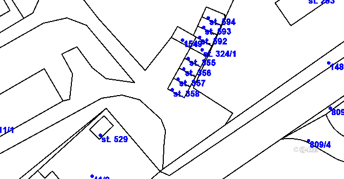 Parcela st. 358 v KÚ Lhenice, Katastrální mapa