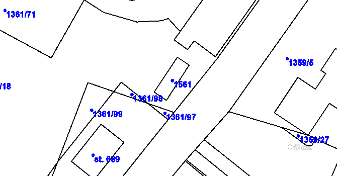 Parcela st. 362 v KÚ Lhenice, Katastrální mapa