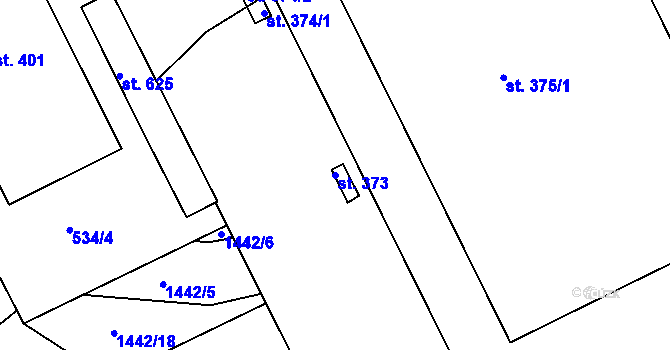 Parcela st. 373 v KÚ Lhenice, Katastrální mapa