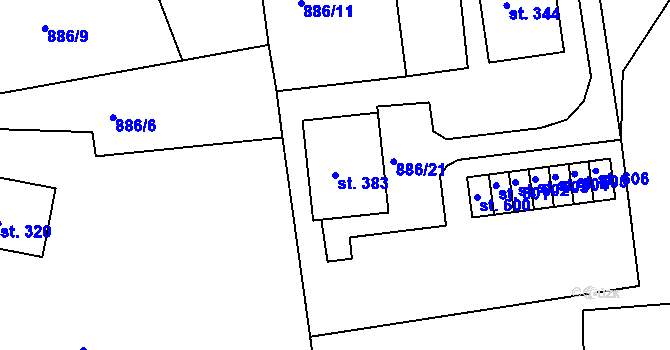 Parcela st. 383 v KÚ Lhenice, Katastrální mapa