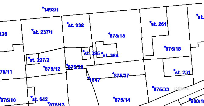 Parcela st. 384 v KÚ Lhenice, Katastrální mapa