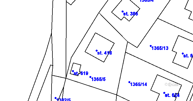 Parcela st. 418 v KÚ Lhenice, Katastrální mapa