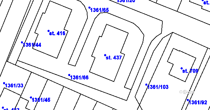 Parcela st. 437 v KÚ Lhenice, Katastrální mapa