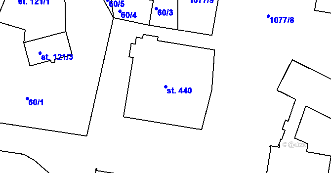 Parcela st. 440 v KÚ Lhenice, Katastrální mapa