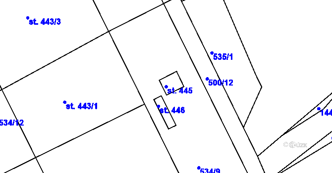 Parcela st. 445 v KÚ Lhenice, Katastrální mapa