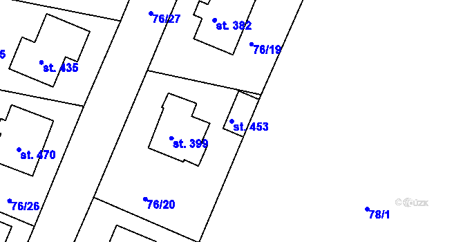 Parcela st. 453 v KÚ Lhenice, Katastrální mapa