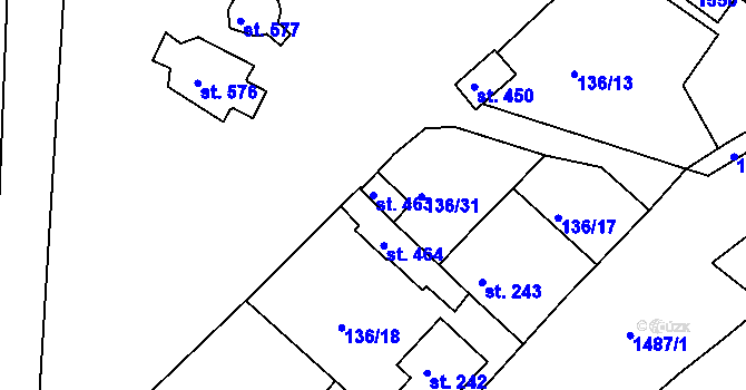 Parcela st. 463 v KÚ Lhenice, Katastrální mapa