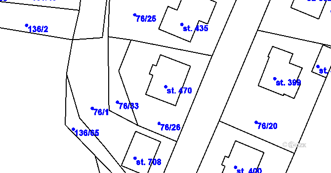 Parcela st. 470 v KÚ Lhenice, Katastrální mapa