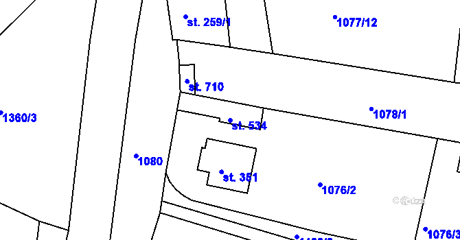 Parcela st. 534 v KÚ Lhenice, Katastrální mapa