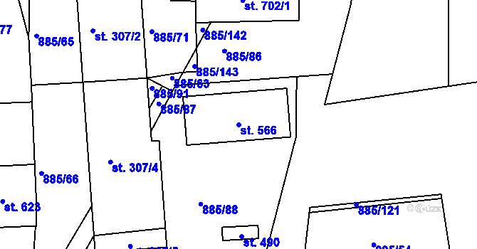 Parcela st. 566 v KÚ Lhenice, Katastrální mapa