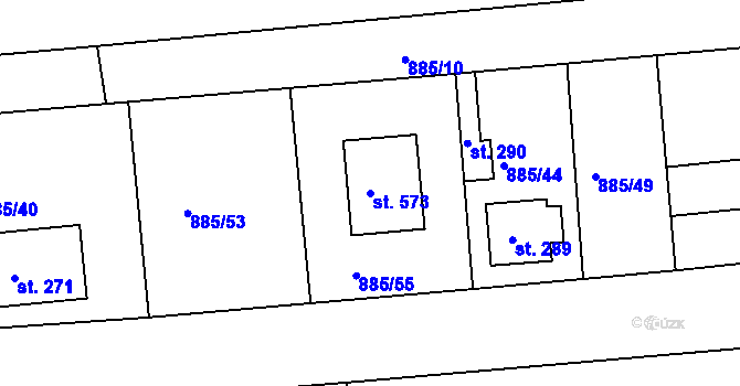 Parcela st. 573 v KÚ Lhenice, Katastrální mapa
