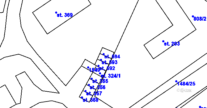 Parcela st. 594 v KÚ Lhenice, Katastrální mapa