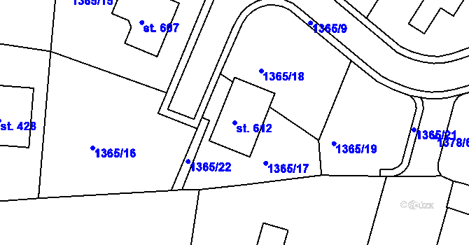 Parcela st. 612 v KÚ Lhenice, Katastrální mapa