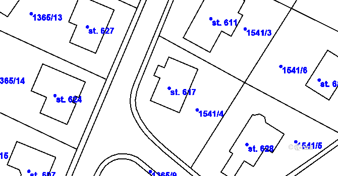 Parcela st. 617 v KÚ Lhenice, Katastrální mapa