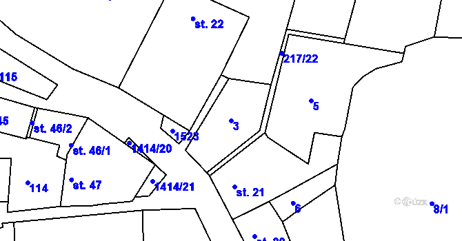 Parcela st. 3 v KÚ Lhenice, Katastrální mapa