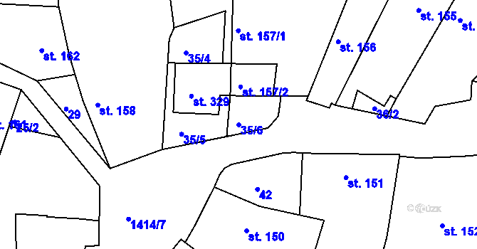 Parcela st. 35/6 v KÚ Lhenice, Katastrální mapa