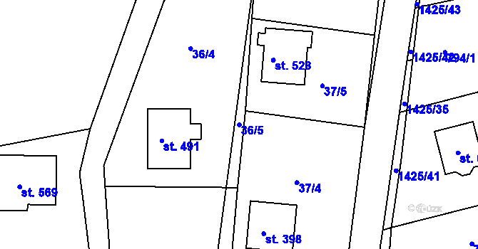 Parcela st. 36/5 v KÚ Lhenice, Katastrální mapa
