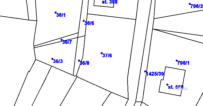 Parcela st. 37/6 v KÚ Lhenice, Katastrální mapa