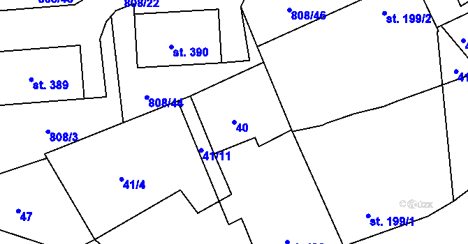 Parcela st. 40 v KÚ Lhenice, Katastrální mapa