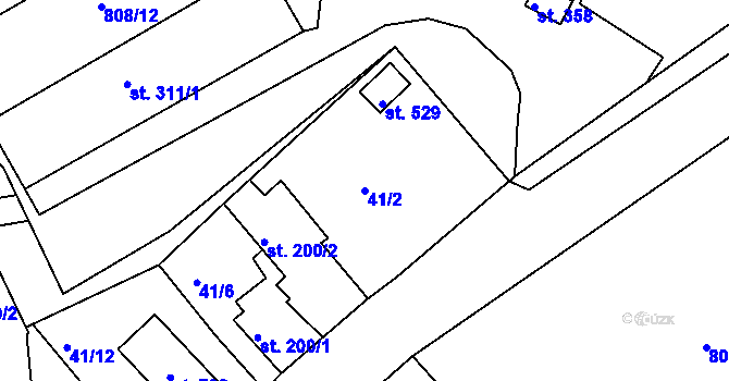 Parcela st. 41/2 v KÚ Lhenice, Katastrální mapa