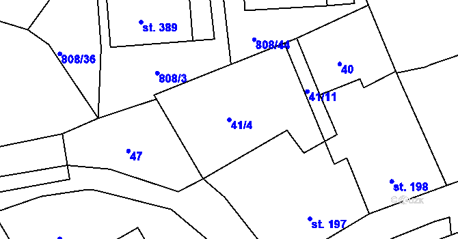 Parcela st. 41/4 v KÚ Lhenice, Katastrální mapa