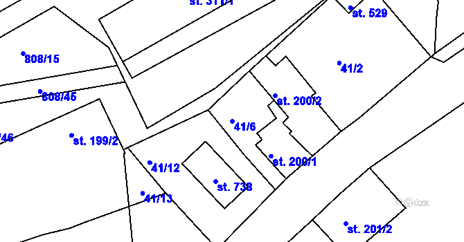 Parcela st. 41/6 v KÚ Lhenice, Katastrální mapa
