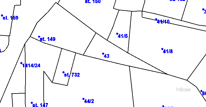 Parcela st. 43 v KÚ Lhenice, Katastrální mapa